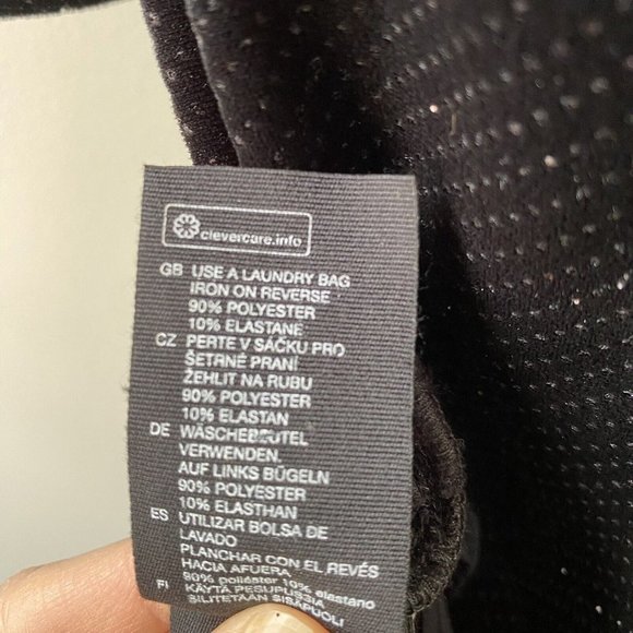 & OTHER STORIES Long Sleeve Velvet Midi Black Dress Bodycon Gold Sparkles Sz. 2 - Picture 13 of 16